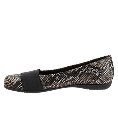Trotters Samantha T1812-018 Womens Black Wide Leather Ballet Flats Shoes