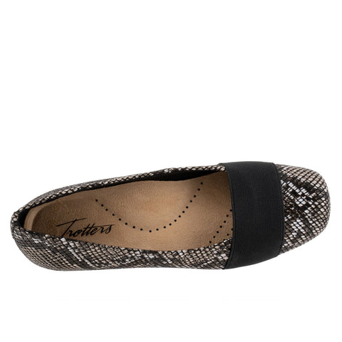 Trotters Samantha T1812-018 Womens Black Extra Wide Ballet Flats Shoes