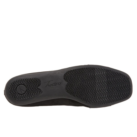 Trotters Samantha T1812-101 Womens Black Wide Leather Ballet Flats Shoes
