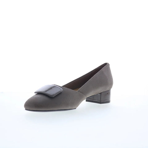 Trotters Delse T1852-117 Womens Brown Leather Slip On Pumps Heels Shoes