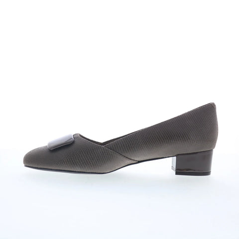 Trotters Delse T1852-117 Womens Brown Leather Slip On Pumps Heels Shoes