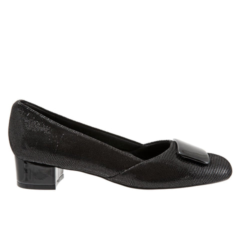 Trotters Delse T1852-008 Womens Black Narrow Leather Pumps Heels Shoes