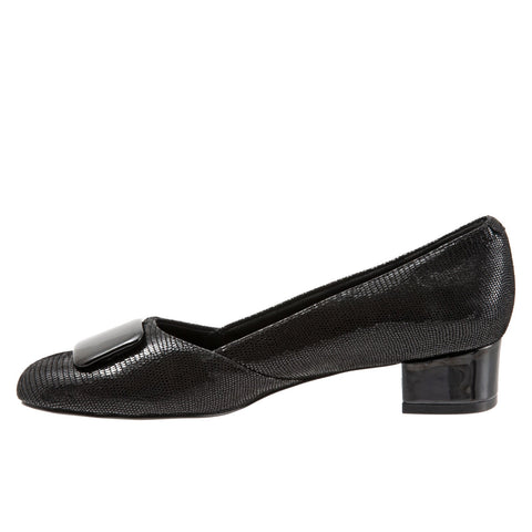 Trotters Delse T1852-008 Womens Black Narrow Leather Pumps Heels Shoes