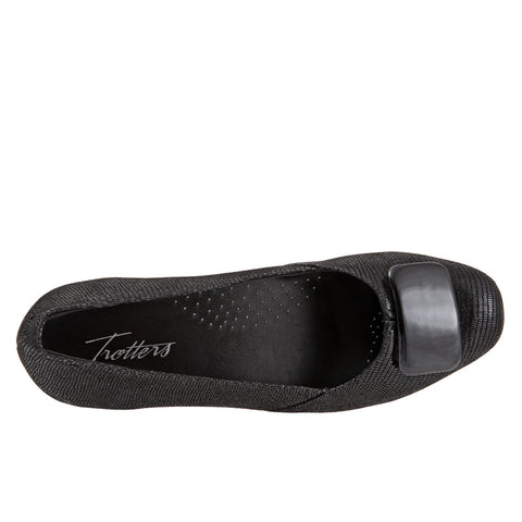Trotters Delse T1852-008 Womens Black Leather Slip On Pumps Heels Shoes