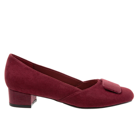 Trotters Delse T1852-601 Womens Red Extra Wide Suede Pumps Heels Shoes