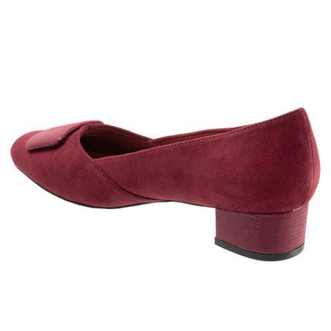Trotters Delse T1852-601 Womens Red Extra Wide Suede Pumps Heels Shoes