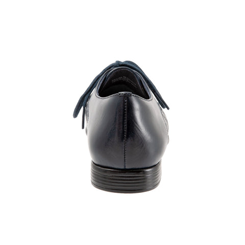 Trotters Lizzie T1858-400 Womens Blue Narrow Leather Oxford Flats Shoes