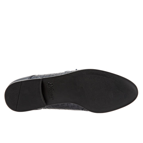 Trotters Lizzie T1858-400 Womens Blue Narrow Leather Oxford Flats Shoes