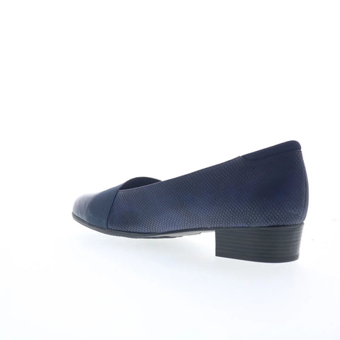Trotters Melinda T1862-400 Womens Blue Leather Slip On Pumps Heels Shoes