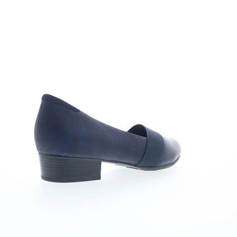 Trotters Melinda T1862-400 Womens Blue Leather Slip On Pumps Heels Shoes