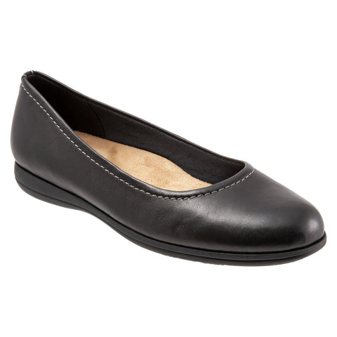 Trotters Darcey T1904-001 Womens Black Narrow Leather Ballet Flats Shoes