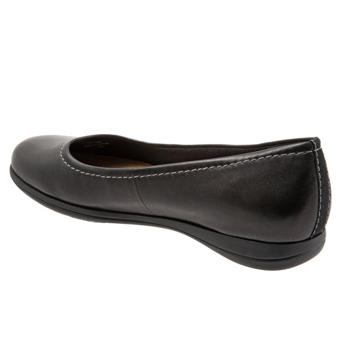 Trotters Darcey T1904-001 Womens Black Narrow Leather Ballet Flats Shoes