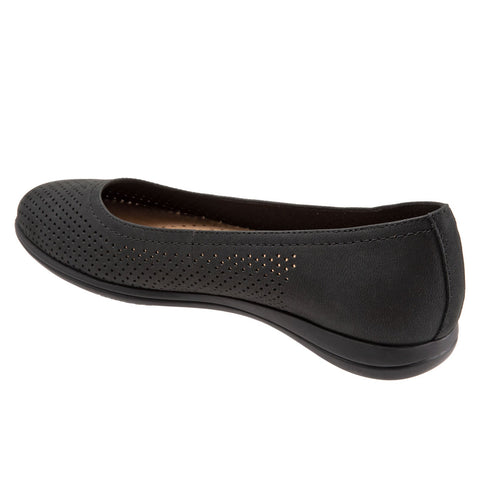 Trotters Darcey T1904-021 Womens Black Leather Slip On Ballet Flats Shoes
