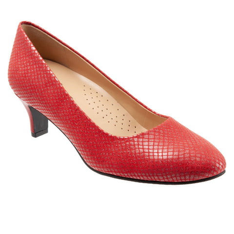 Trotters Fab T1905-600 Womens Red Leather Slip On Pumps Heels Shoes