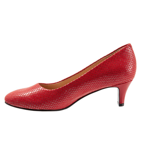 Trotters Fab T1905-600 Womens Red Leather Slip On Pumps Heels Shoes