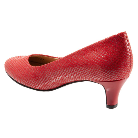 Trotters Fab T1905-600 Womens Red Leather Slip On Pumps Heels Shoes