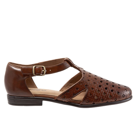 Trotters Leatha Open T1908-226 Womens Brown Narrow Strap Sandals Shoes
