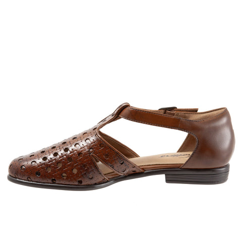 Trotters Leatha Open Weave T1908-226 Womens Brown Strap Sandals Shoes