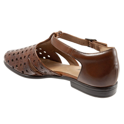 Trotters Leatha Open Weave T1908-226 Womens Brown Strap Sandals Shoes
