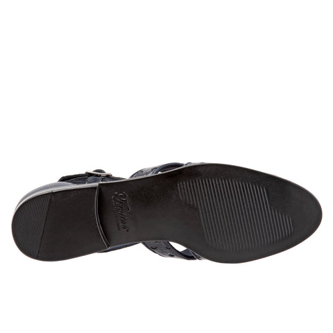 Trotters Leatha Open Weave T1908-400 Womens Blue Narrow Strap Sandals Shoes