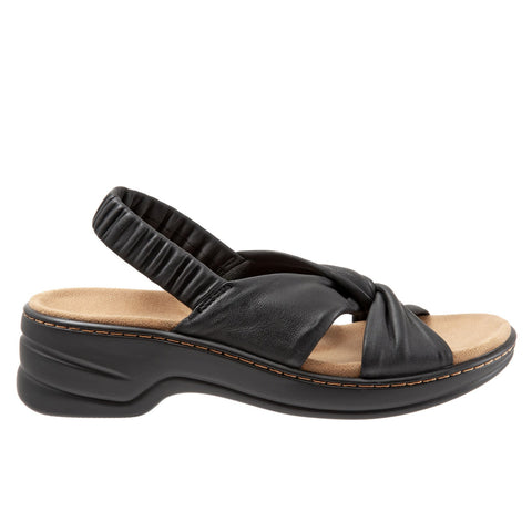 Trotters Nella T1914-001 Womens Black Leather Slingback Sandals Shoes