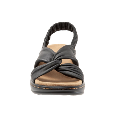 Trotters Nella T1914-001 Womens Black Leather Slingback Sandals Shoes
