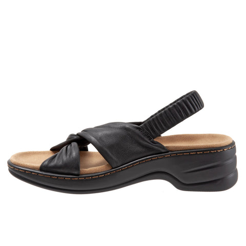 Trotters Nella T1914-001 Womens Black Leather Slingback Sandals Shoes