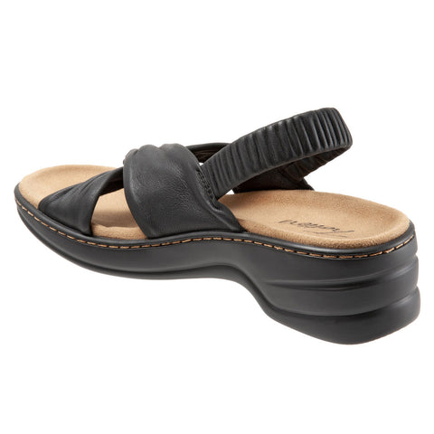 Trotters Nella T1914-001 Womens Black Leather Slingback Sandals Shoes