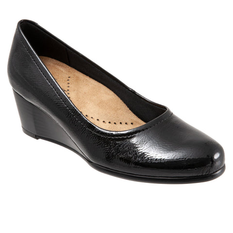 Trotters Winnie T1965-005 Womens Black Narrow Leather Wedges Heels Shoes