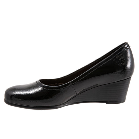 Trotters Winnie T1965-005 Womens Black Narrow Leather Wedges Heels Shoes