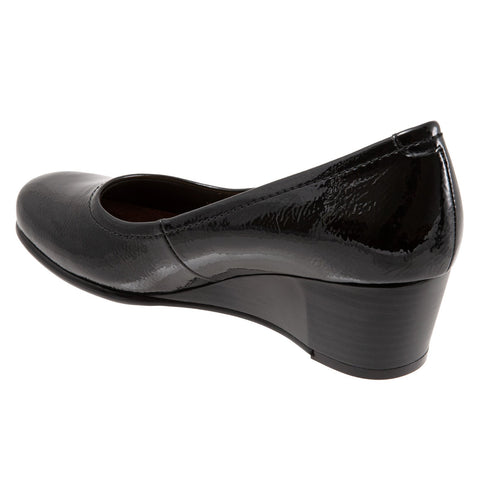 Trotters Winnie T1965-005 Womens Black Narrow Leather Wedges Heels Shoes