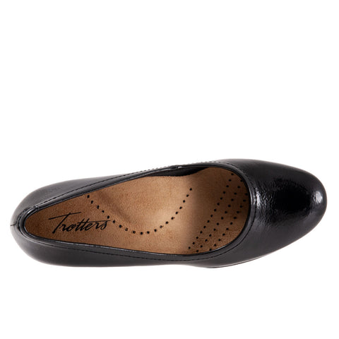 Trotters Winnie T1965-005 Womens Black Narrow Leather Wedges Heels Shoes