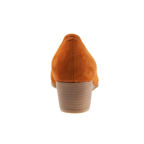 Trotters Winnie T1965-220 Womens Brown Wide Leather Slip On Wedges Heels Shoes