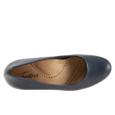Trotters Winnie T1965-400 Womens Blue Leather Slip On Pumps Heels Shoes