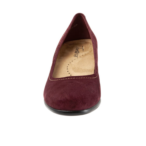 Trotters Winnie T1965-627 Womens Burgundy Narrow Leather Wedges Heels Shoes