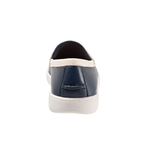 Trotters Dina T2000-464 Womens Blue Leather Slip On Loafer Flats Shoes