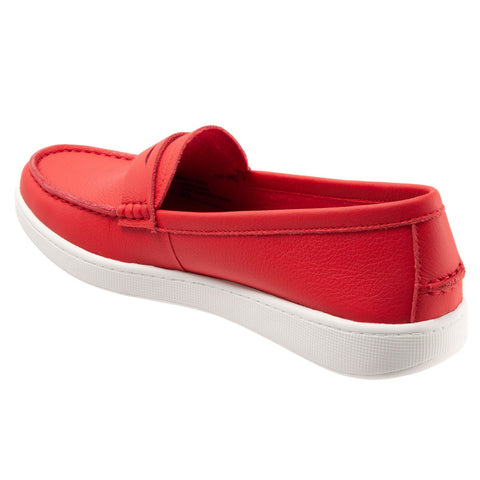 Trotters Dina T2000-600 Womens Red Leather Slip On Loafer Flats Shoes