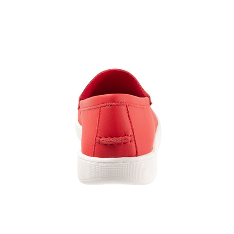 Trotters Dina T2000-600 Womens Red Leather Slip On Loafer Flats Shoes