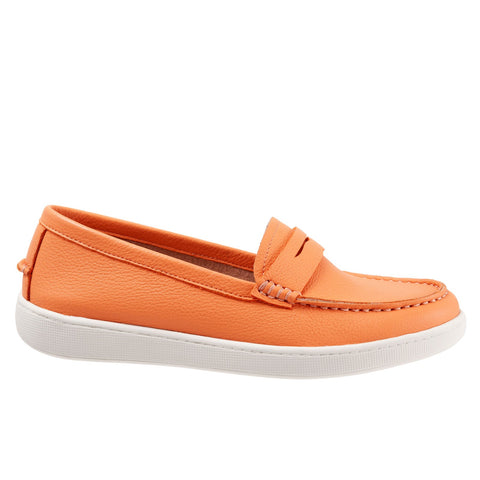 Trotters Dina T2000-800 Womens Orange Leather Slip On Loafer Flats Shoes
