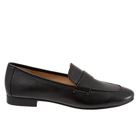 Trotters Gemma T2005-001 Womens Black Narrow Leather Loafer Flats Shoes