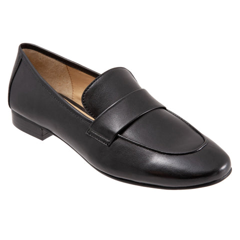 Trotters Gemma T2005-001 Womens Black Narrow Leather Loafer Flats Shoes
