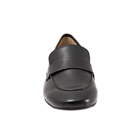 Trotters Gemma T2005-001 Womens Black Narrow Leather Loafer Flats Shoes