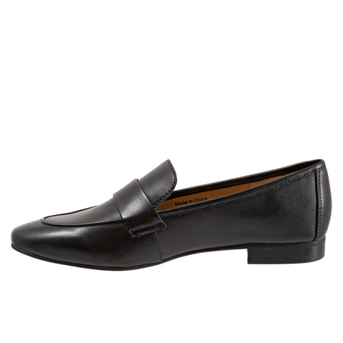 Trotters Gemma T2005-001 Womens Black Narrow Leather Loafer Flats Shoes