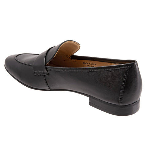 Trotters Gemma T2005-001 Womens Black Narrow Leather Loafer Flats Shoes