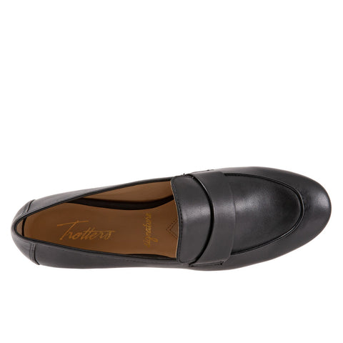 Trotters Gemma T2005-001 Womens Black Narrow Leather Loafer Flats Shoes