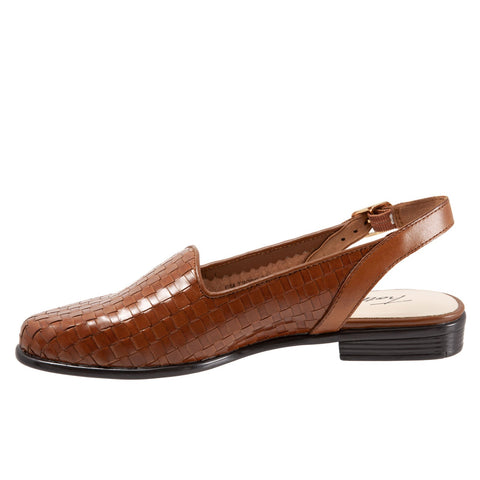 Trotters Lena T2009-206 Womens Brown Extra Wide Slingback Flats Shoes