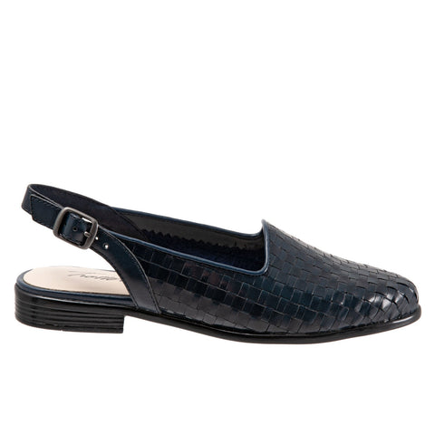 Trotters Lena T2009-400 Womens Blue Extra Wide Slingback Flats Shoes