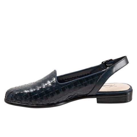 Trotters Lena T2009-400 Womens Blue Extra Wide Slingback Flats Shoes