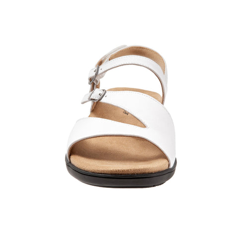 Trotters Riva T2016-100 Womens White Narrow Leather Strap Sandals Shoes
