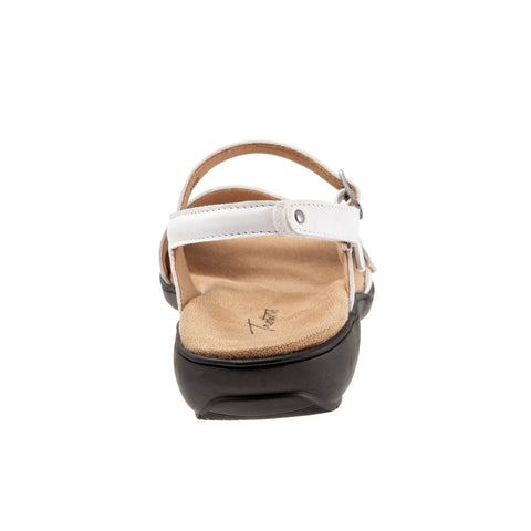 Trotters Riva T2016-100 Womens White Wide Leather Strap Sandals Shoes